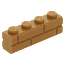 LEGO kocka 1x4 módosított tégla mintás, középsötét testszínű (15533)